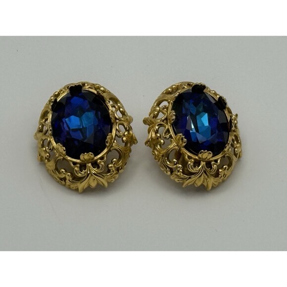 Vintage Edgar Berebi Limited Edition Clip On Earrings Bermuda Blue Mistic - Picture 10 of 13